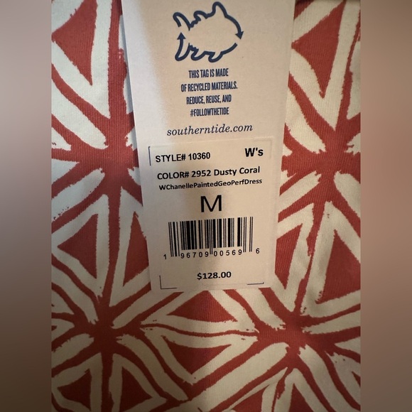 Southern Tide-Women's Chanelle Performance Geo Dress-Dusty Coral-size M-NWT - Picture 10 of 11